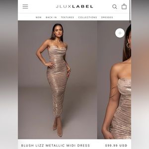 Blush Metallic Midi Dress.